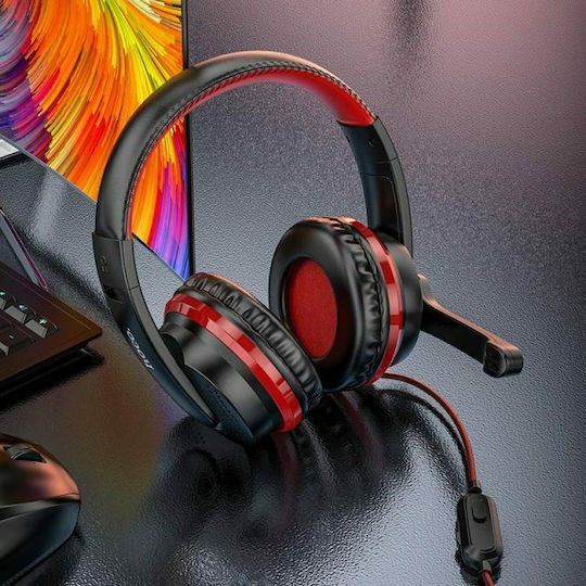 Hoco W103 Over Ear Gaming Headset με σύνδεση 3.5mm Black/Red