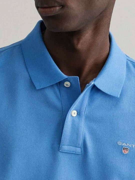 Polo Herrenbluse Kurzarm Hellblau