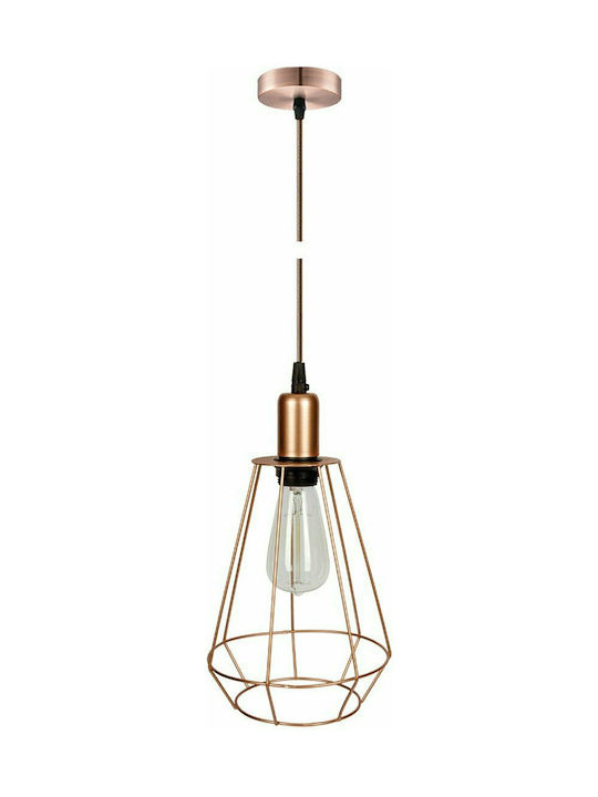 VK Lighting VK/0305/COP Pendant Light Single-Light Grid for Socket E27 Bronze