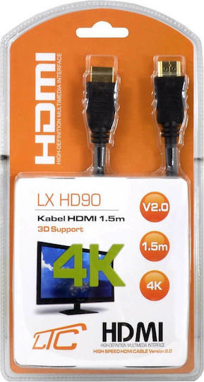 TelForceOne HDMI 2.0 Premium High Speed 4K 60Hz HDR Cable HDMI Male - HDMI Male 1.5m Black