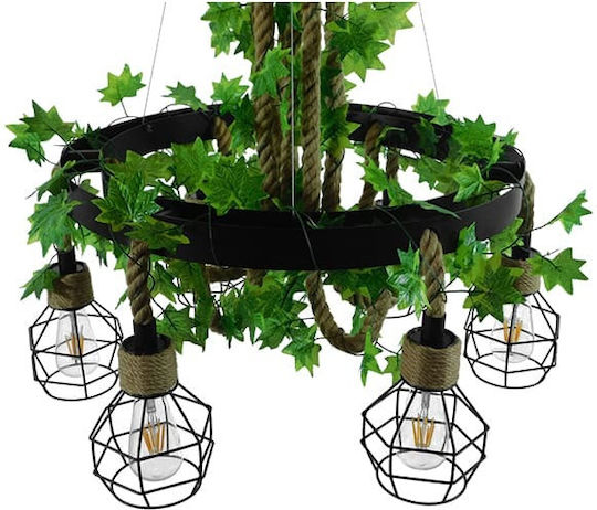 GloboStar Hellet Pendant Light Brown with Rope for 6 Bulbs E27
