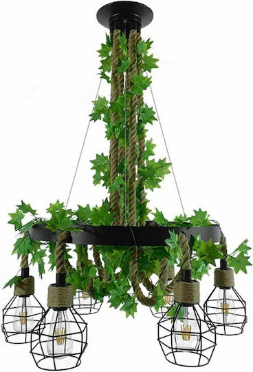 GloboStar Hellet Pendant Light Brown with Rope for 6 Bulbs E27