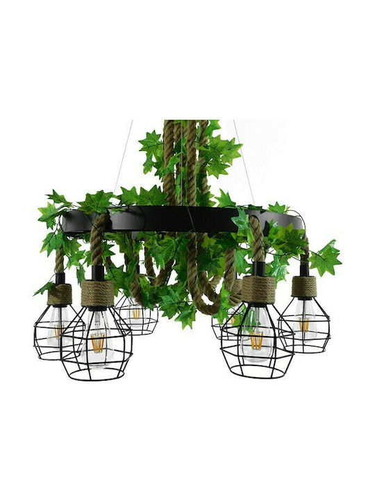 GloboStar Hellet Pendant Light Brown with Rope for 6 Bulbs E27