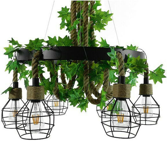 GloboStar Hellet Pendant Light Brown with Rope for 6 Bulbs E27