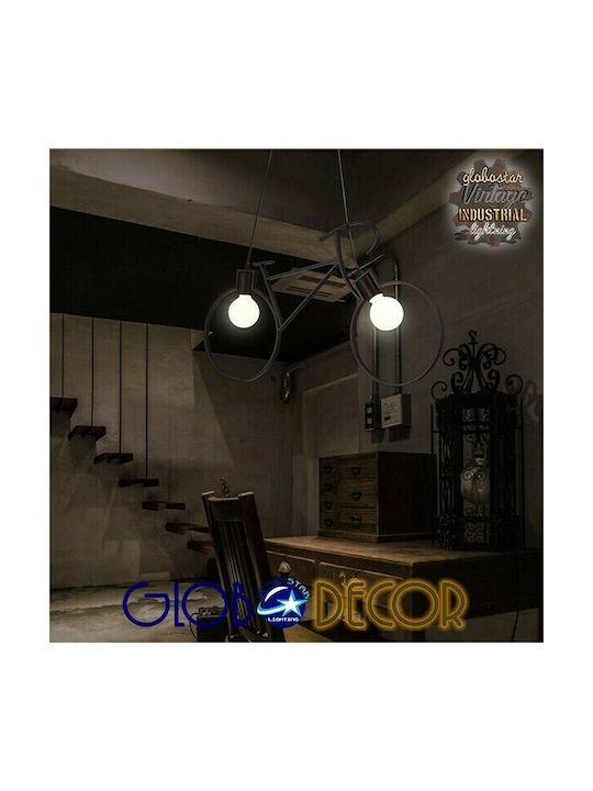 GloboStar Bike Pendant Light Black with Socket E27 67cm
