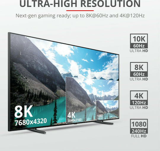 Trust GXT 731 Ruza HDMI 2.1 Ultra High Speed 48Gbps 4K 120Hz HDR VRR Cable HDMI Male - HDMI Male 1.8m Black