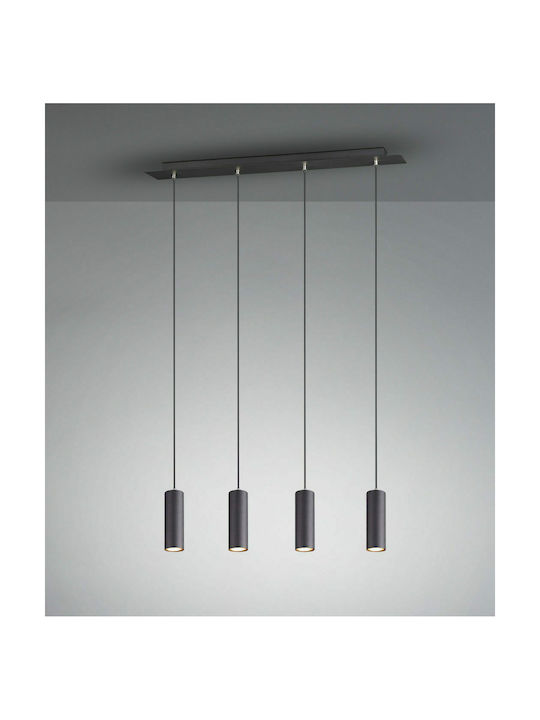 Trio Lighting Marley Pendant Light Black Rail for 4 Bulbs GU10 75x9cm