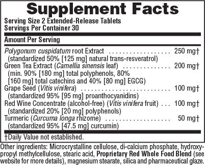 Nature's Plus Herbal Actives Resveratrol Extended Release Ειδικό Συμπλήρωμα Διατροφής 60 ταμπλέτες
