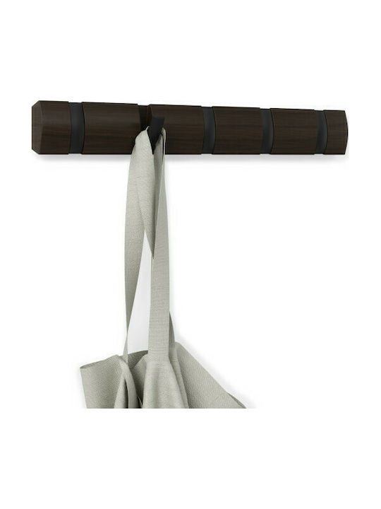 Umbra Wooden Wall Hanger 5 Hooks Brown 50.8x3.2x6.7cm