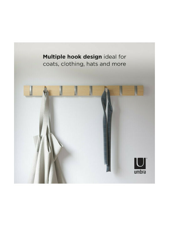 Umbra Wooden Wall Hanger 8 Hooks Brown 81.3x3.2x7.6cm