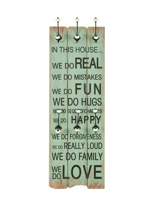 vidaXL Vintage Wall Hanger Happy Love Wooden 12 Hooks Green 40x120cm