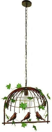GloboStar Libellula Pendant Light Brown Grid with Socket E27 48.5x42x37.5cm