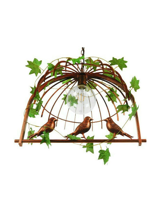 GloboStar Libellula Hängelampe Braun Raster mit Fassung E27 48.5x42x37.5cm.