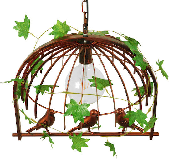 GloboStar Libellula Pendant Light Brown Grid with Socket E27 48.5x42x37.5cm