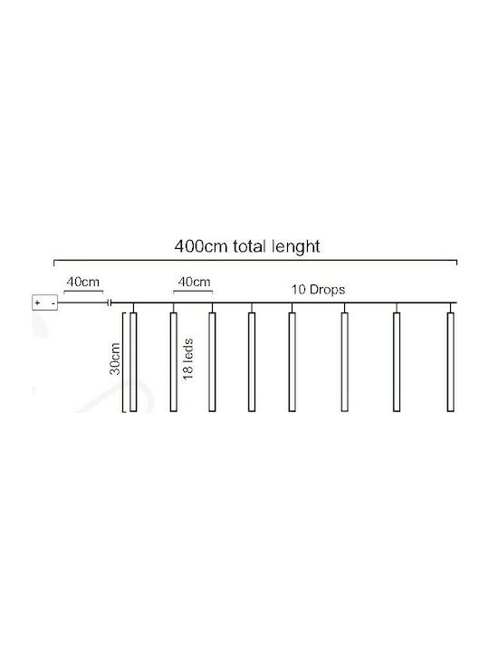 180 Λαμπάκια LED 4μ. Ψυχρό Λευκό τύπου Μετεωρίτης