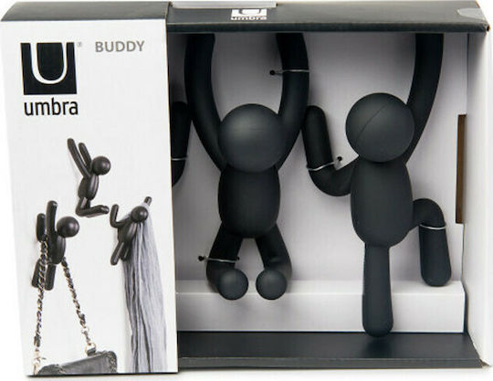 Umbra Wandhalterung Buddy Hooks Kunststoff Schwarze 7,6x7,6x16,5cm 3 Stück
