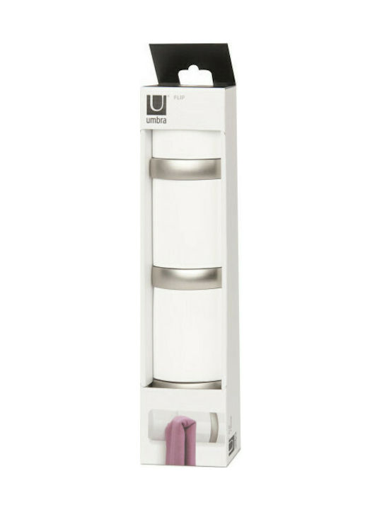Umbra Κρεμάστρα Τοίχου Flip 3 Hook White Ξύλινη 3 Θέσεων Λευκή 33x3.2x7cm