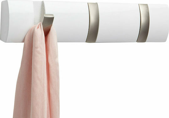 Umbra Wall Hanger Flip 3 Hook White Wooden 3 Hooks White 33x3.2x7cm