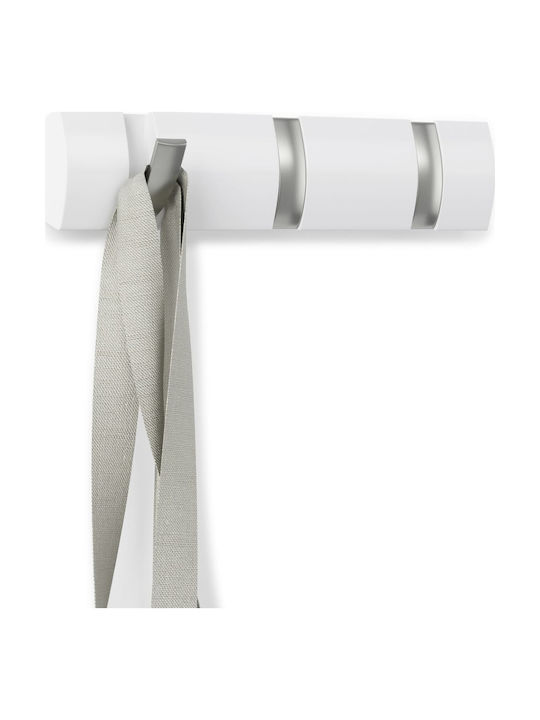 Umbra Κρεμάστρα Τοίχου Flip 3 Hook White Ξύλινη 3 Θέσεων Λευκή 33x3.2x7cm