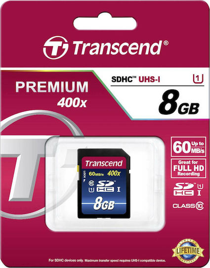 Transcend Premium SDHC 8GB U1 UHS-I 60MB/s