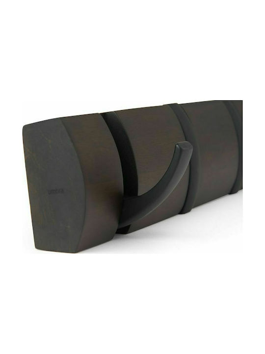 Umbra Wall Hanger Flip 8 Hook Black Wooden 8 Hooks Brown 81.3x3.2x7.6cm