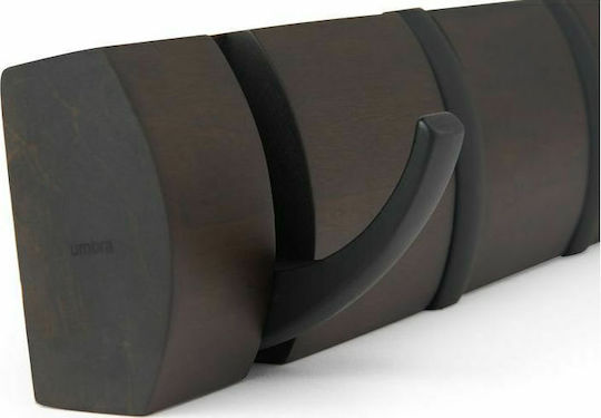 Umbra Κρεμάστρα Τοίχου Flip 8 Hook Black Ξύλινη 8 Θέσεων Καφέ 81.3x3.2x7.6cm