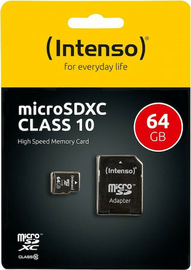 Intenso microSDXC 64GB Class 10 High Speed 20MB/s With Adapter