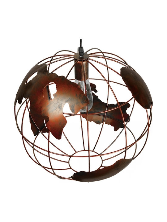 GloboStar Earth Pendant Light Brown Grid with Socket E27 40x40cm