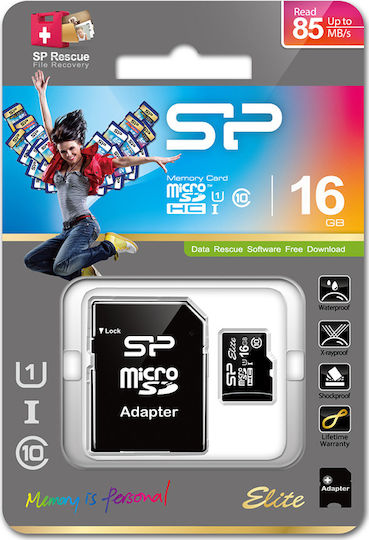 Silicon Power Elite microSDHC 16GB U1 UHS-I 40MB/s με αντάπτορα