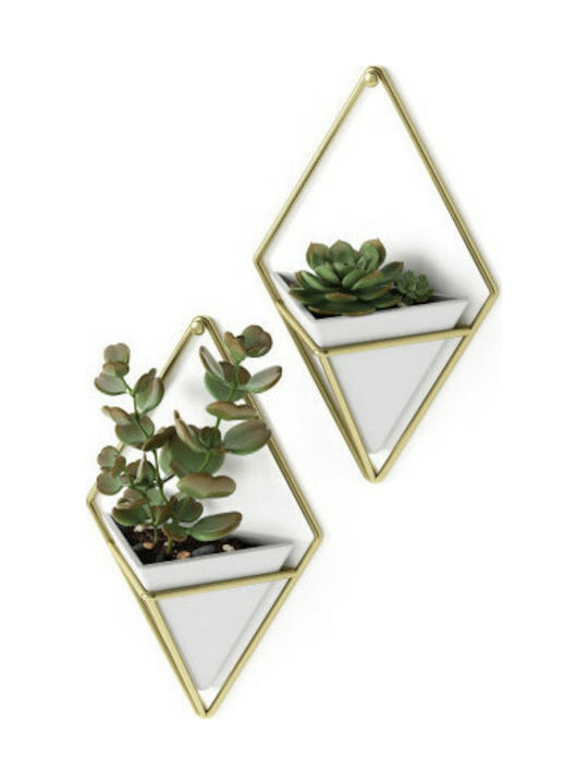 Umbra Set Wanddekorationen aus Keramik Trigg Small White/Gold 12x6.4x19cm 2pcs
