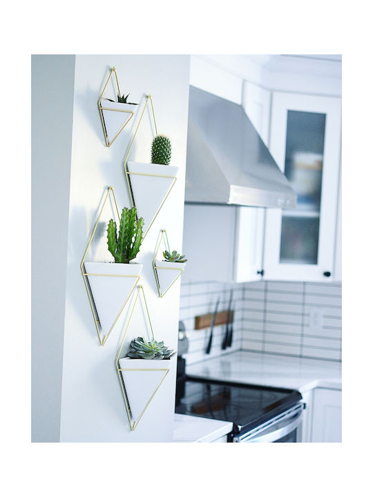 Umbra Set Wanddekorationen aus Keramik Trigg Small White/Gold 12x6.4x19cm 2pcs