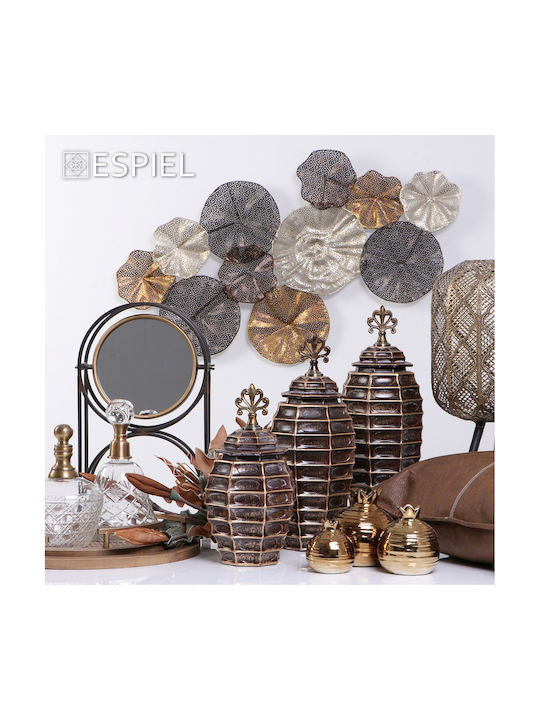 Espiel 3D Wall Decor Circles Silver Made of Metal 98x6x55cm