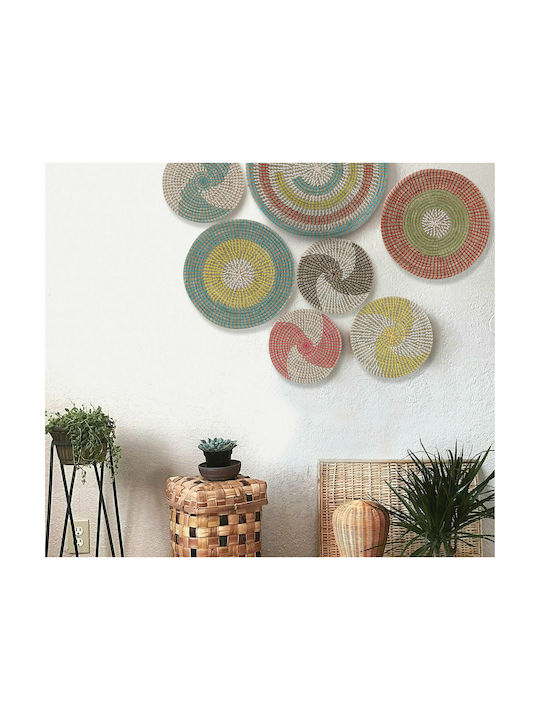 Nef-Nef Homeware Διακοσμητικό Πιάτο Noble Aqua - White από Ψάθινο Υλικό 28x6x28cm