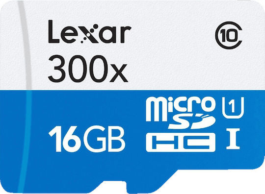Lexar High-Performance 300x microSDHC 16GB U1 UHS-I 45MB/s With Adapter