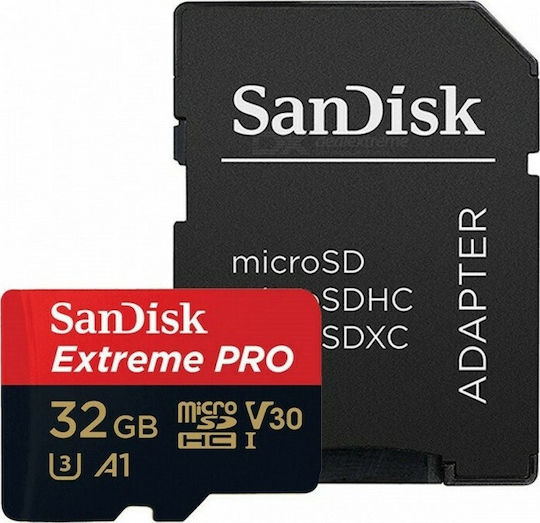 Sandisk Extreme Pro microSDHC 32GB U3 V30 A1 UHS-I 100MB/s Speicherkarten mit Adapter