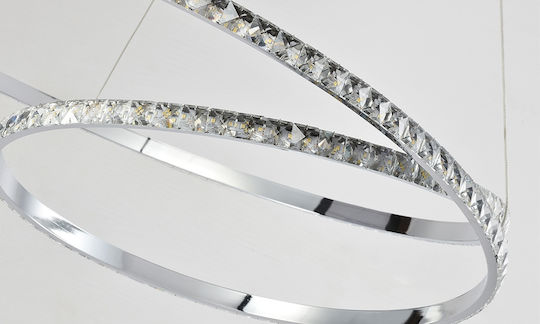 Hatzipantos Stores Pendant Light Silver with Crystals for Socket E27 80x80cm