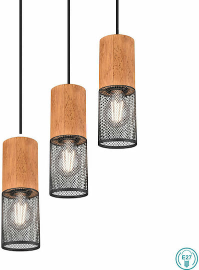 Trio Lighting Tosh Pendant Light Brown with Socket E27 28x150cm