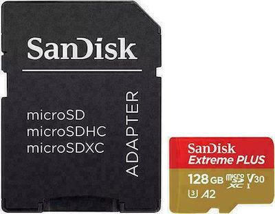 Sandisk Extreme Plus microSDXC 128GB Class 10 U3 V30 A2 UHS-I with Adapter