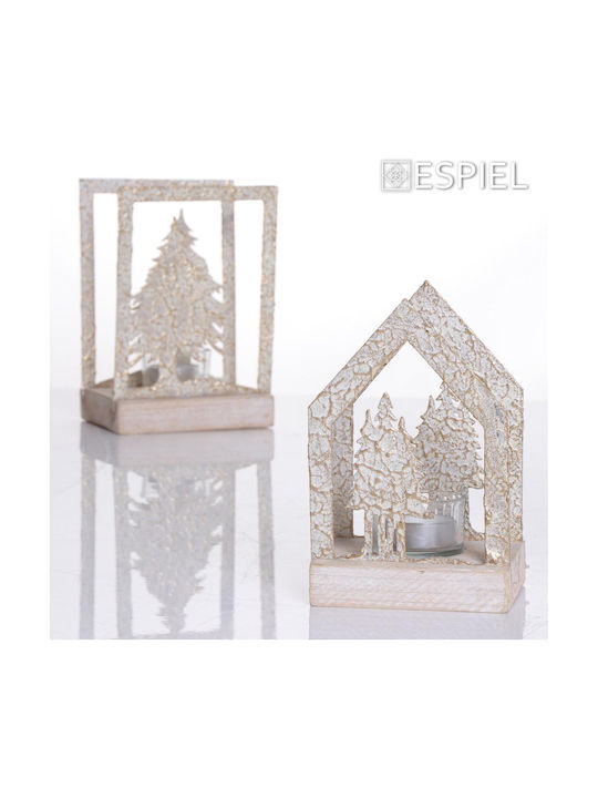 Espiel Ελατάκια Christmas Wood Κηροπήγιο 16.5x11cm