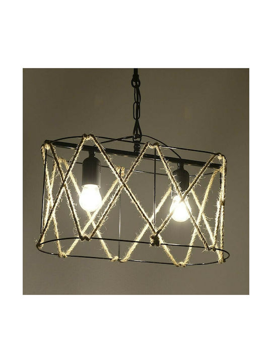 Click Pendant Light Black Boho with Rope for Socket E27 40x20x20cm