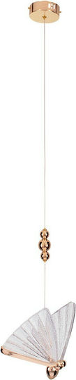 GloboStar Butterfly Κρεμαστό Φωτιστικό Ροζ Χρυσό LED 20x17x24εκ.