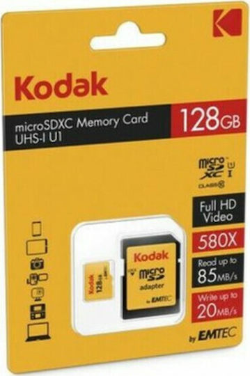 Kodak Premium Performance microSDHC 128GB U1 V10 A1 UHS-I με αντάπτορα