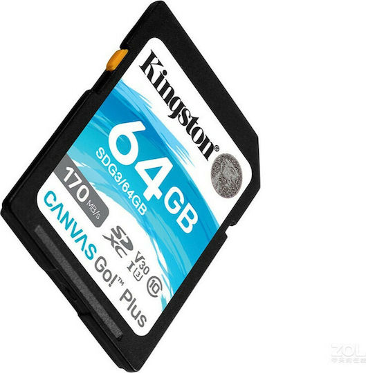 Kingston Canvas Go! Plus SDXC 64GB Class 10 U3 V30 UHS-I