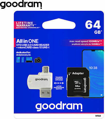 GoodRAM microSDXC 64GB U1 UHS-I 100MB/s με USB Reader