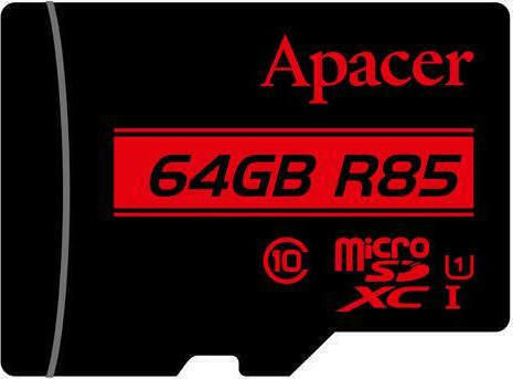 Apacer R85 microSDXC 64GB U1 UHS-I 85MB/s με αντάπτορα