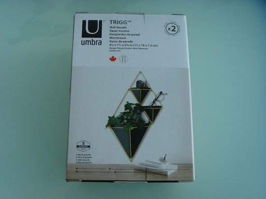 Umbra Διακοσμητικό Τοίχου Trigg Small Μαύρο/Χρυσό από Κεραμικό Υλικό 12x6.4x19cm 2τμχ
