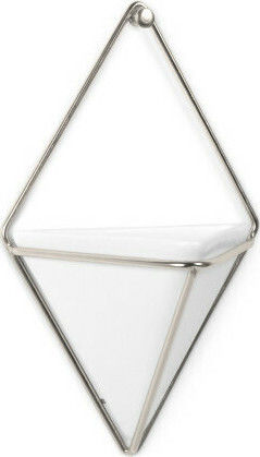 Umbra Set of Decorative Wall Decor made of Ceramic Material Trigg Small White/Nickel Checkmate 12x6.4x19cm 2pcs