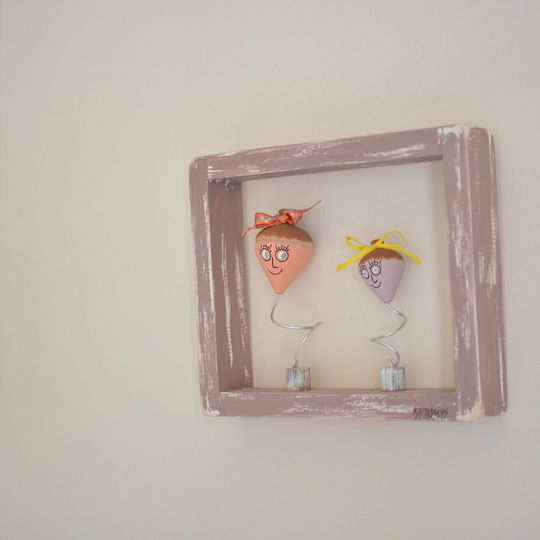 Kapadakis Wood Art Wanddekoration Gesichter Handgefertigt Rosa aus Hölzernes 24x5x20cm