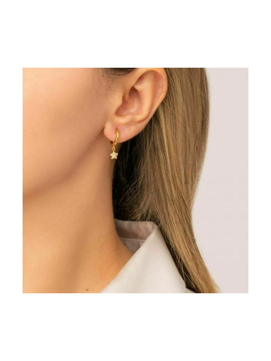 Excite-Fashion Elegant Essence Earrings Hoops made of Silver Gold Plated with Stones