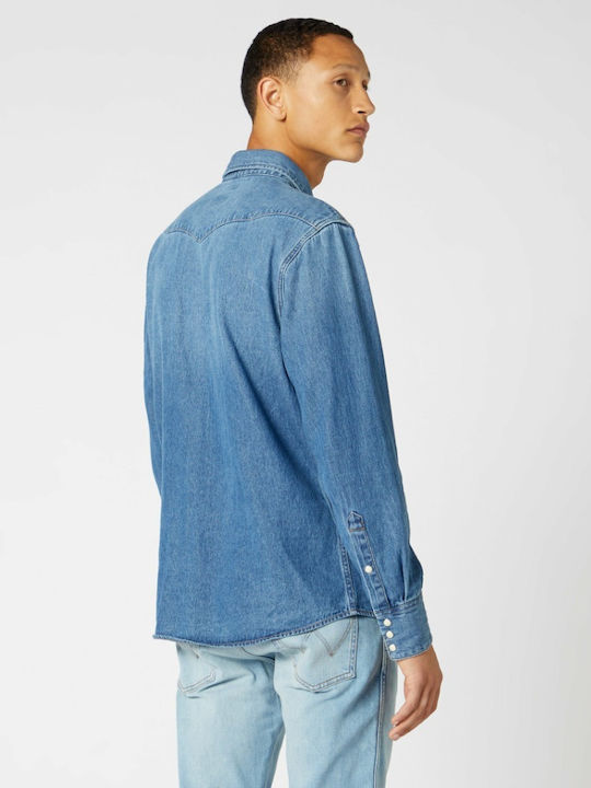 Icons Western Long-sleeved Denim Shirt Blue